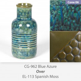 Blue Azure - CG962 over Spanish Moss EL113 Glaze Combination Blue Azure - CG962 over Spanish Moss EL113 Glaze Combination